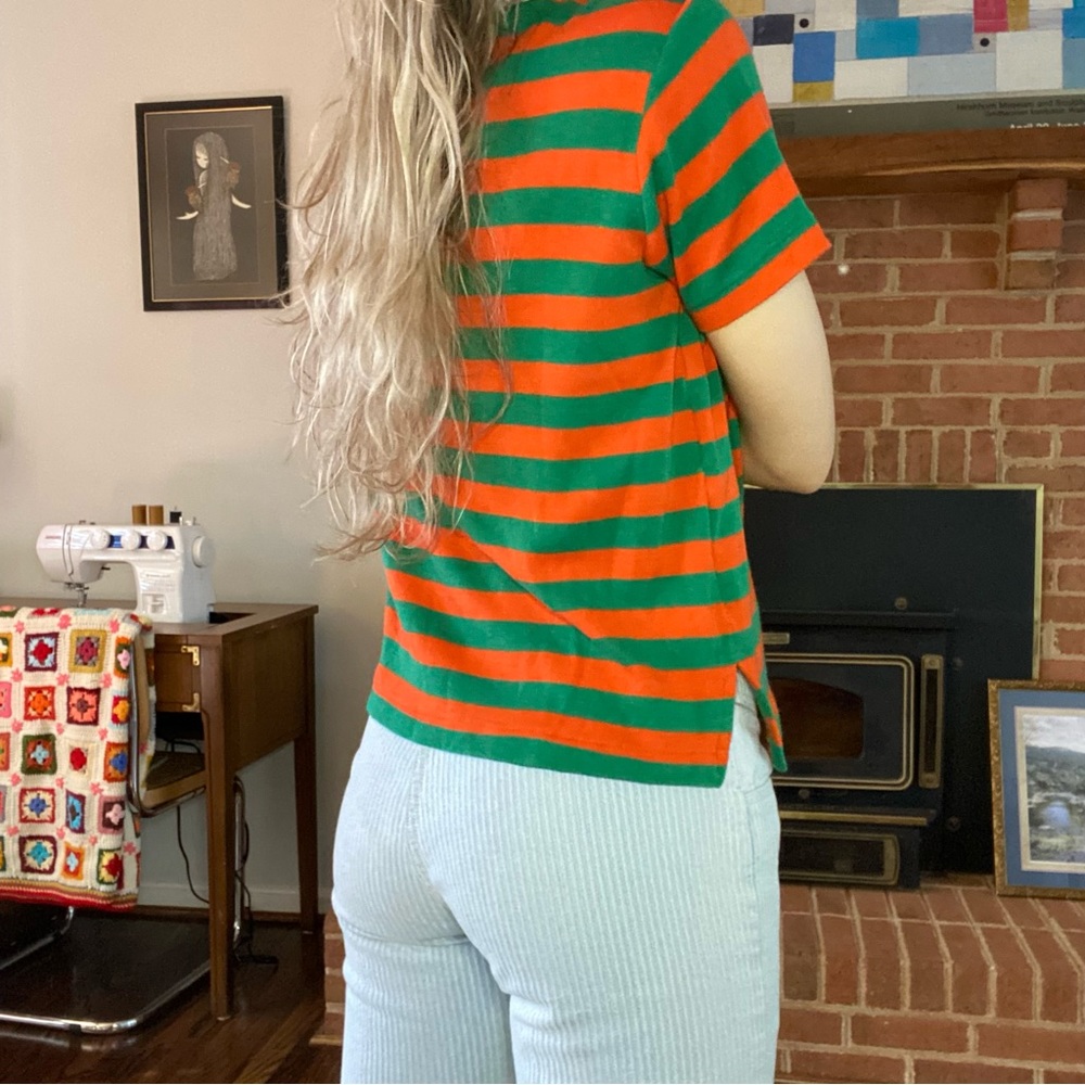 Vintage 80s Villager Soft Boxy Polo Shirt Crop Colorful Horizontal Rugby… - Picture 3 of 11